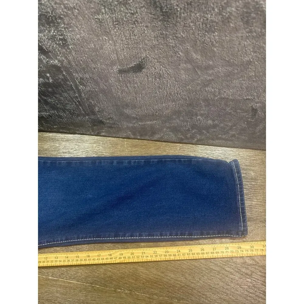True Religion Geno Relaxed Slim Jeans Size 36 Men Big T Flap Pocket Blue Denim